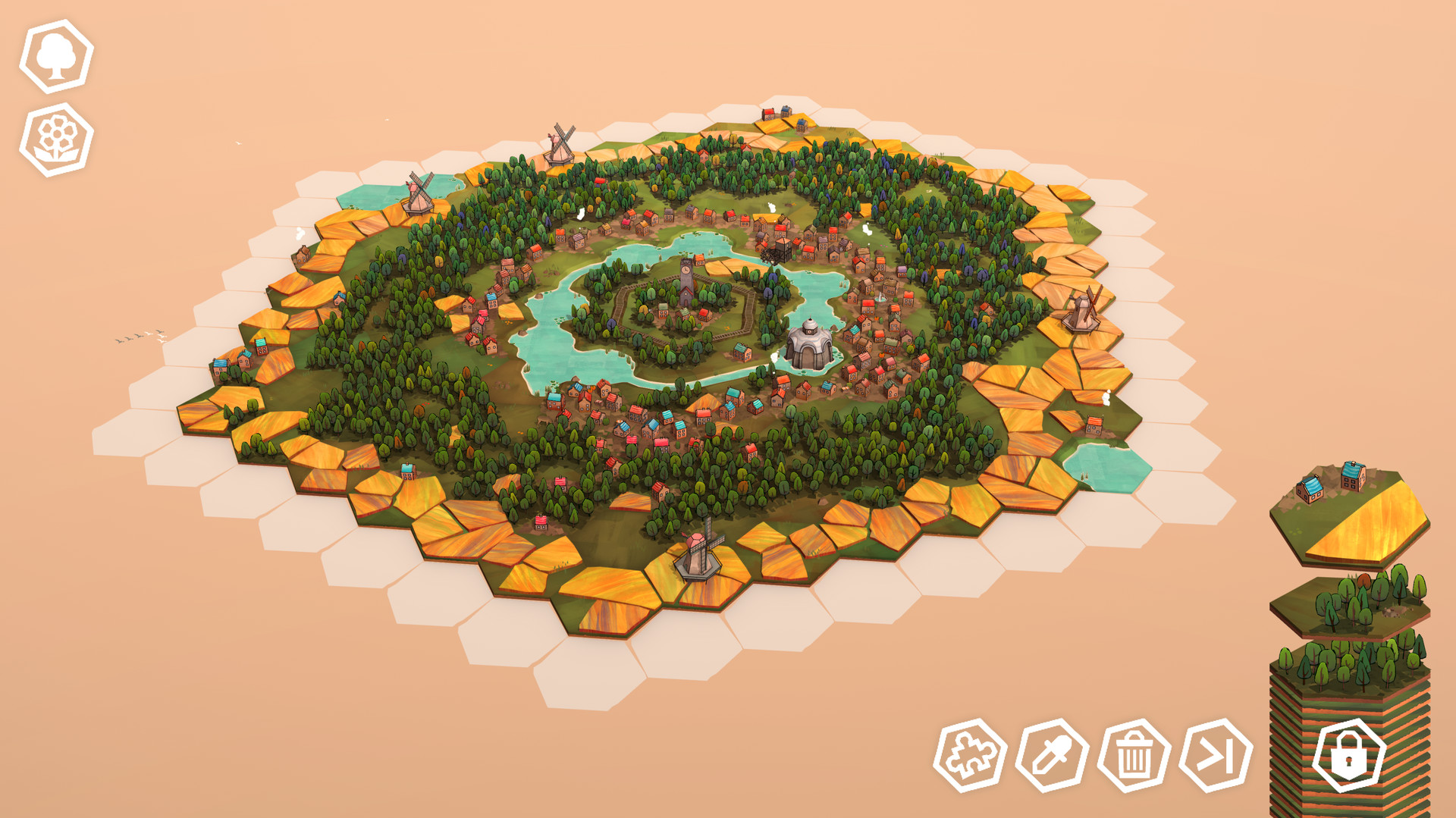 Скриншот: Dorfromantik