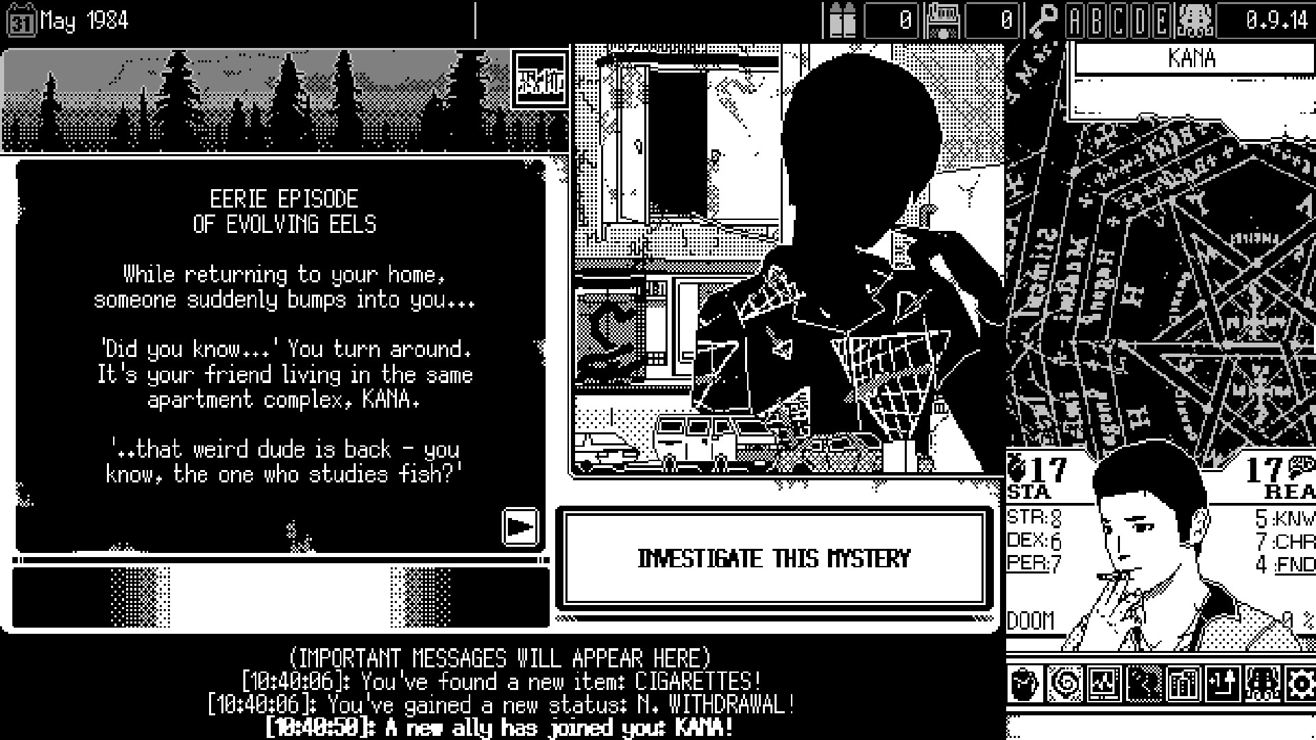 Скриншот: WORLD OF HORROR