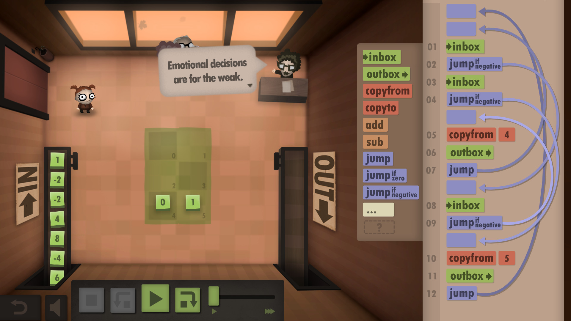 Скриншот: Human Resource Machine
