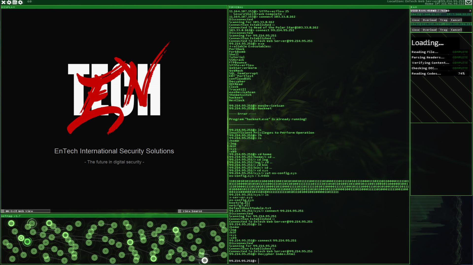 Скриншот: Hacknet