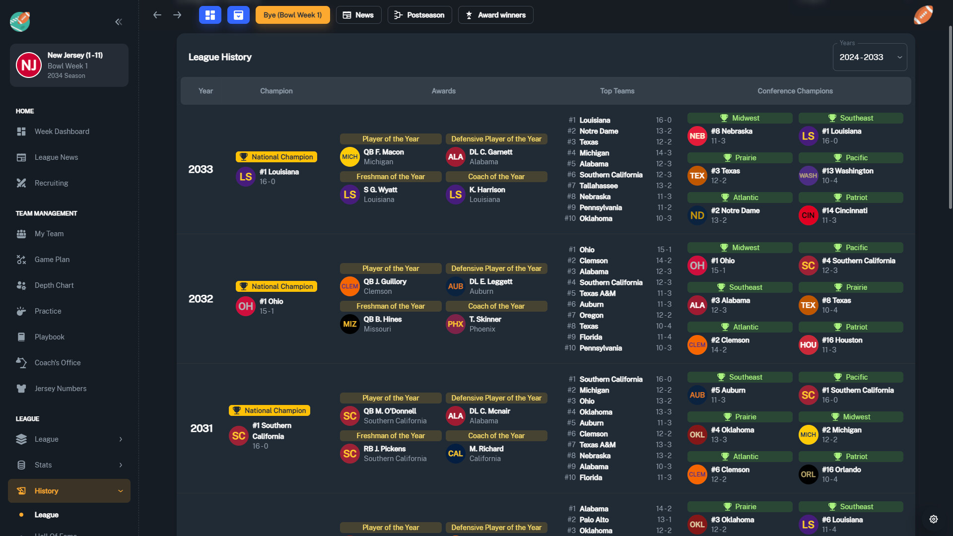 Скриншот 26: Football Coach: College Dynasty