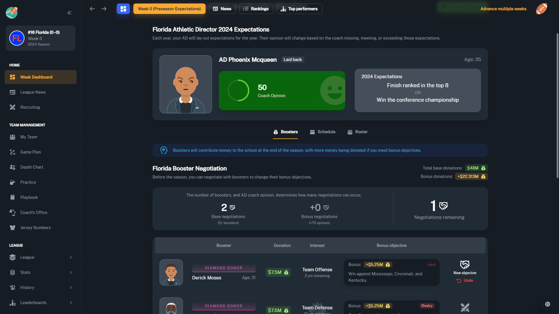 Скриншот: Football Coach: College Dynasty