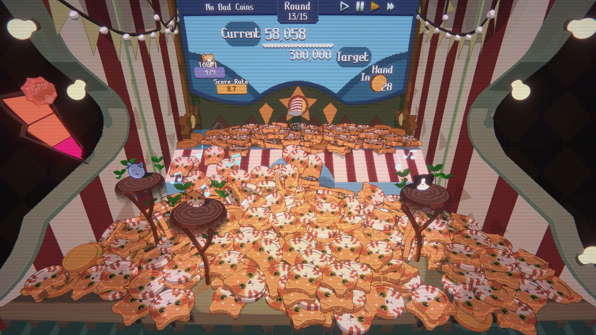 Скриншот: RACCOIN: Coin Pusher Roguelike